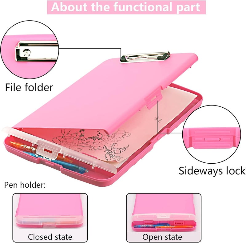 SFLHHDM Plastic Clipboard with Storage, High Capacity Clip Boards 8.5x11 with Storage, Heavy Duty Nursing Clipboard Folder, Clipboards Cute, Letter A4 Size Clipboards with Storage for Teachers, Nurse - Image 5